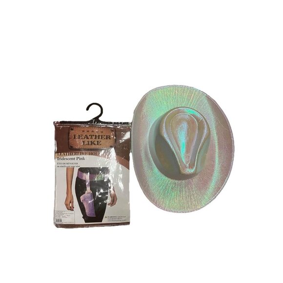 Halloween Costume Irridescent Cowgirl Hat And Matching Holster Preloved - Picture 3 of 4